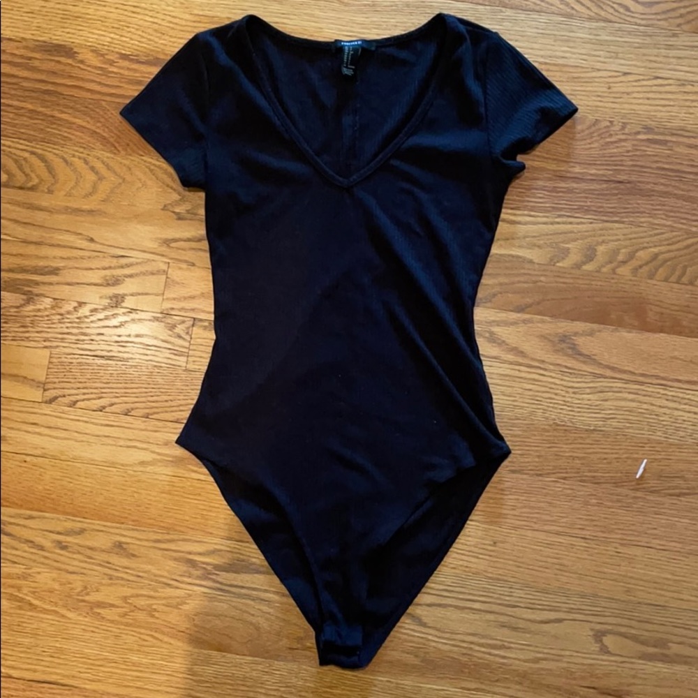 Ribbed black bodysuit